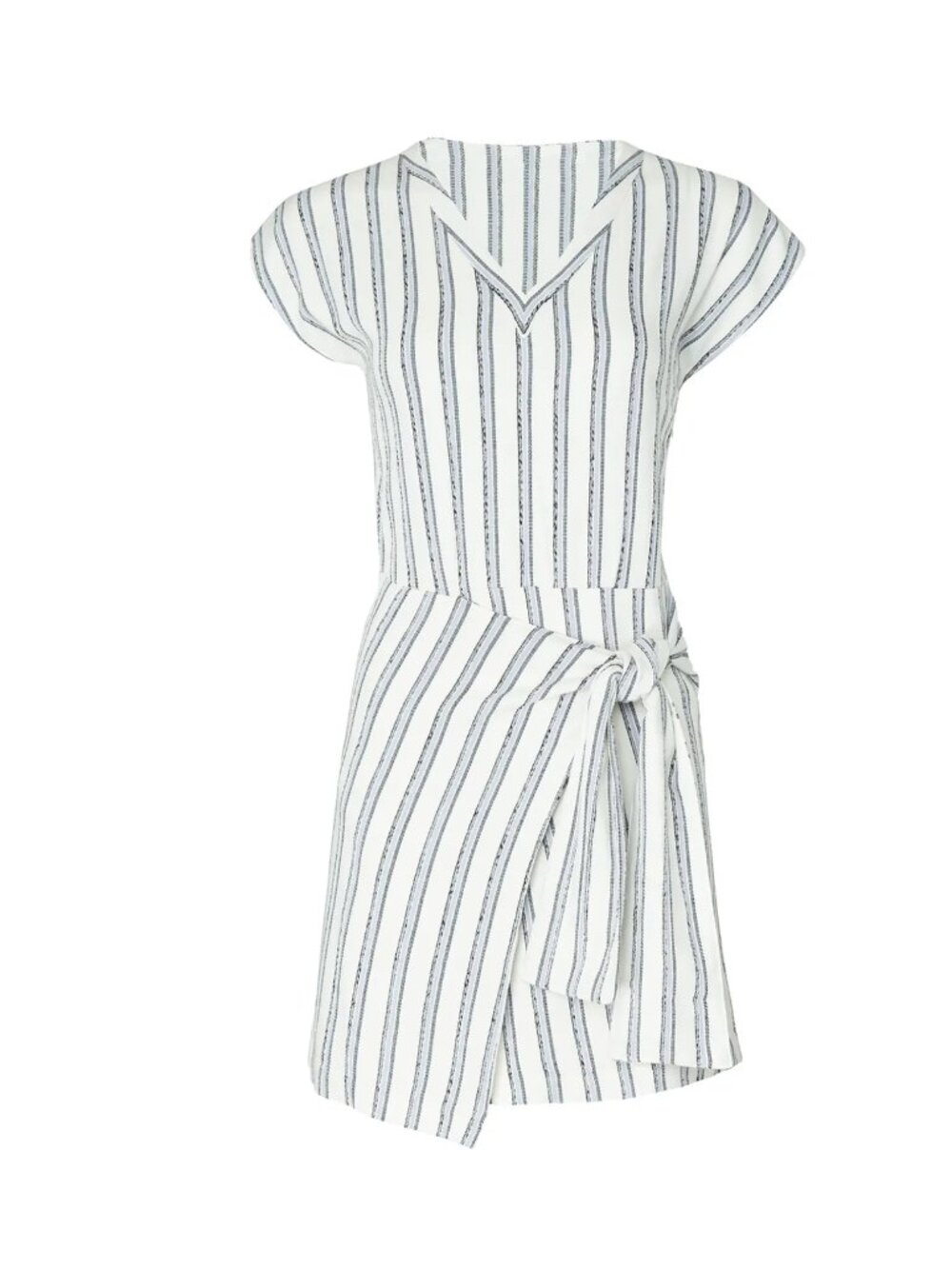 SIZE 4 - Stripe Linen Blend Side Tie Ashantii Dress | Club Monaco - Picture 2 of 4